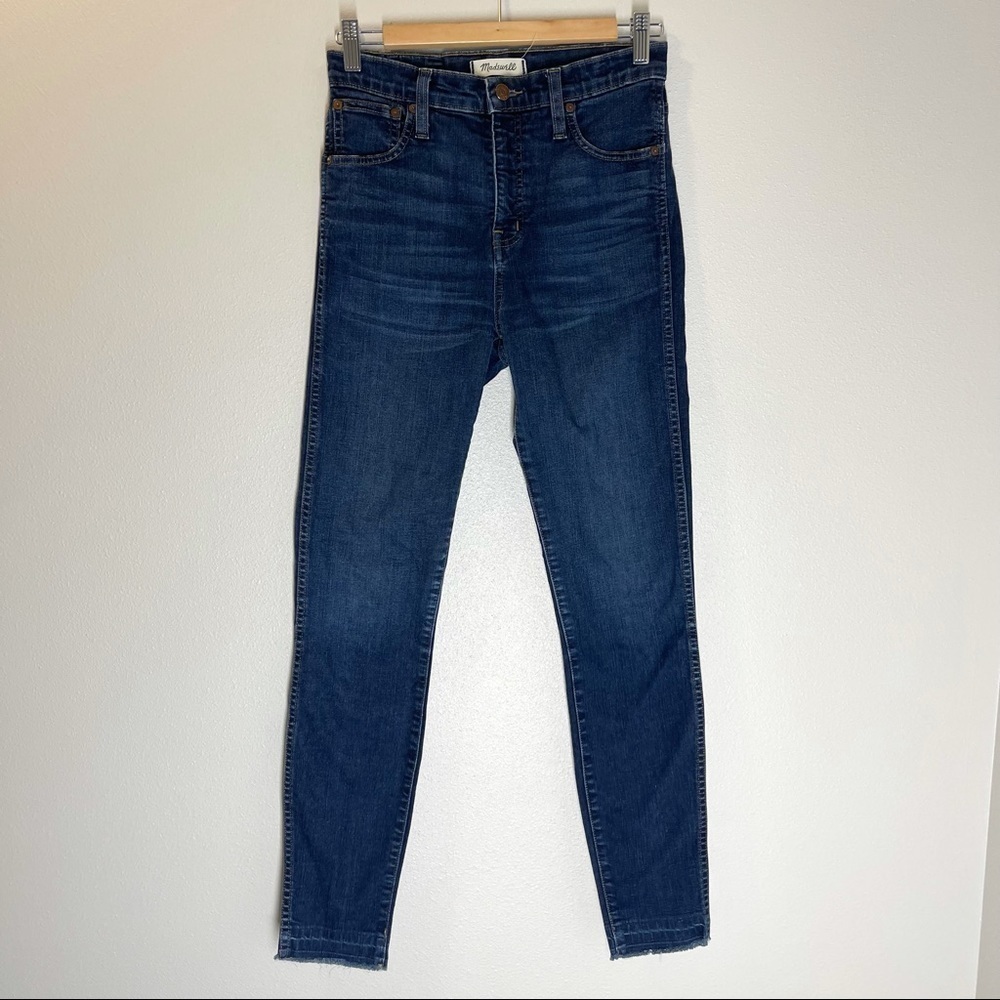 Madewell 10” High Riser Skinny Skinny Jeans Indigo Blue Wash Step Hem Size 26